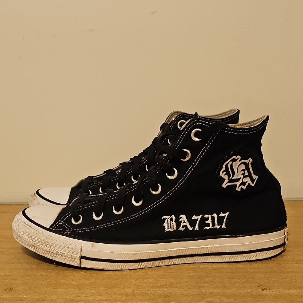 Converse Chuck Taylor All Star High Top Black Embroidered LA Sneakers M9.5 W11.5